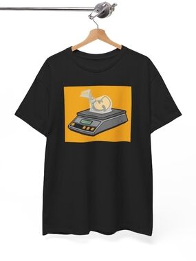 Black Graphic Tee with Yellow Scale Illustration